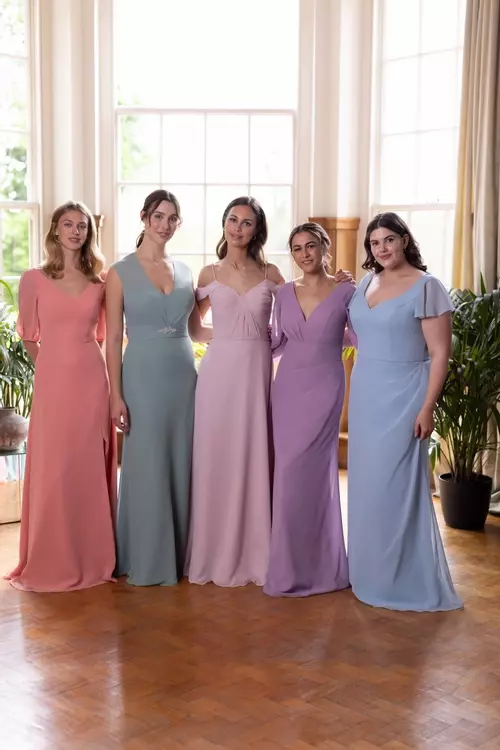 Violet E227 Modern Bridesmaid Dress with Blouson Sleeves
